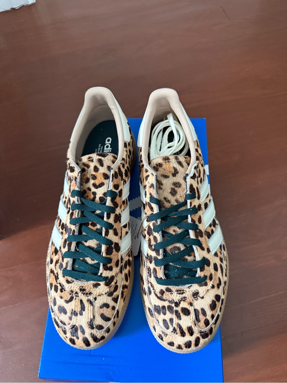 adidas Leopard Print Sneakers with White Stripes and Gum Sole - Picture 5 of 6